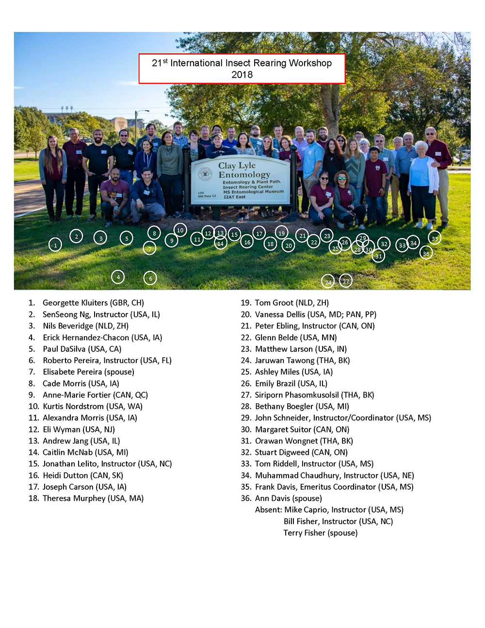 2018 Workshop Participants and Instructors 2018 Workshop Participants and Instructors